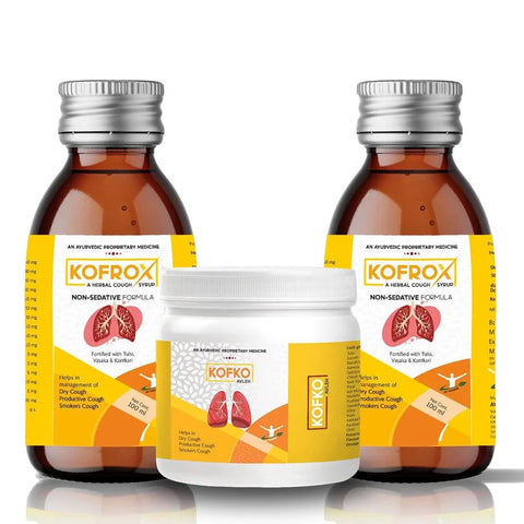 Kofrox Syrup Combo For Dry Cough Management, Productive Cough Relief, Smokers Cough Support - Sanatva Ayurvedic