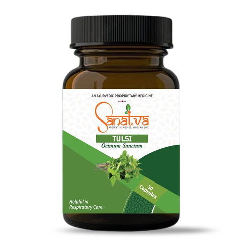 Tulsi Capsules for Immunity, Stress, Skin Health, Digestive Health and Regulates Blood Sugar Levels - Sanatva Ayurvedic