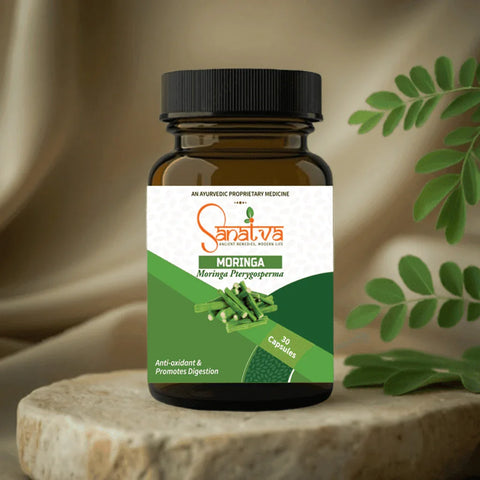 Moringa Capsules for Immunity, Energy, Digestive Health, Blood Sugar Levels, Skin and Hair Health - Sanatva Ayurvedic